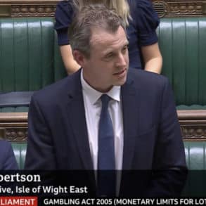 Joe Robertson talking from the despatch box in the Commons