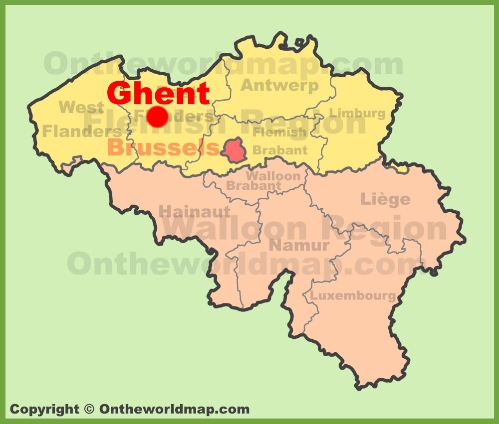 Ghent location on the Belgium Map - Ontheworldmap.com