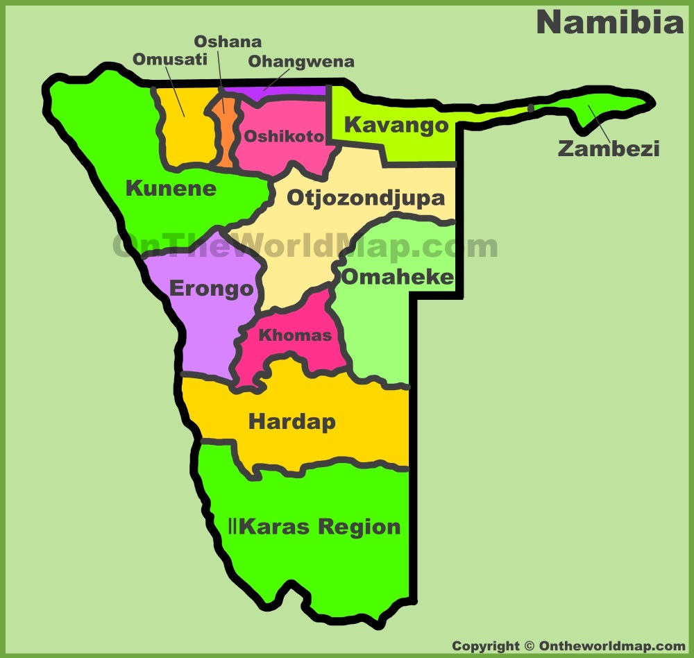 Namibian Map With Regions