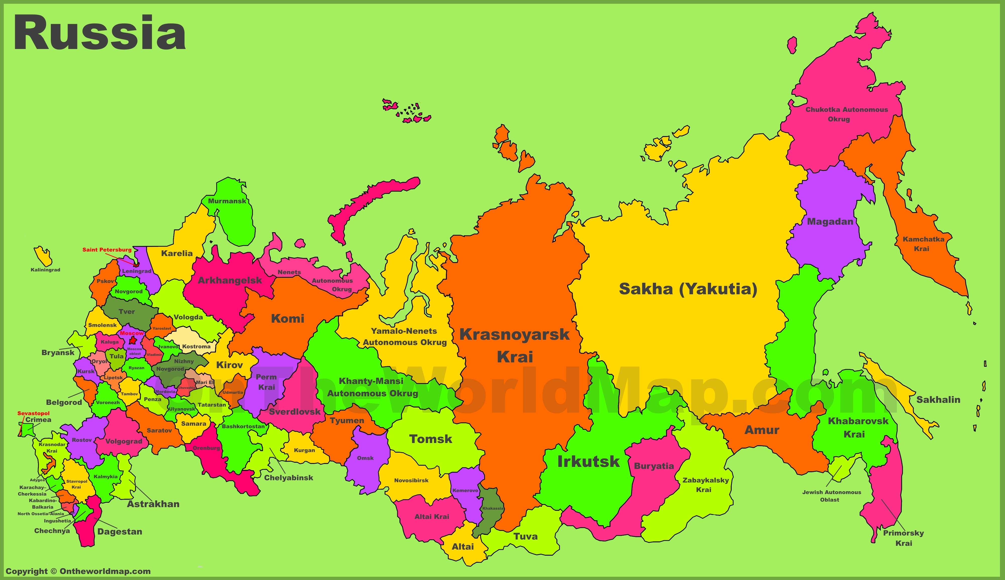 A Map Of Russia | Zip Code Map