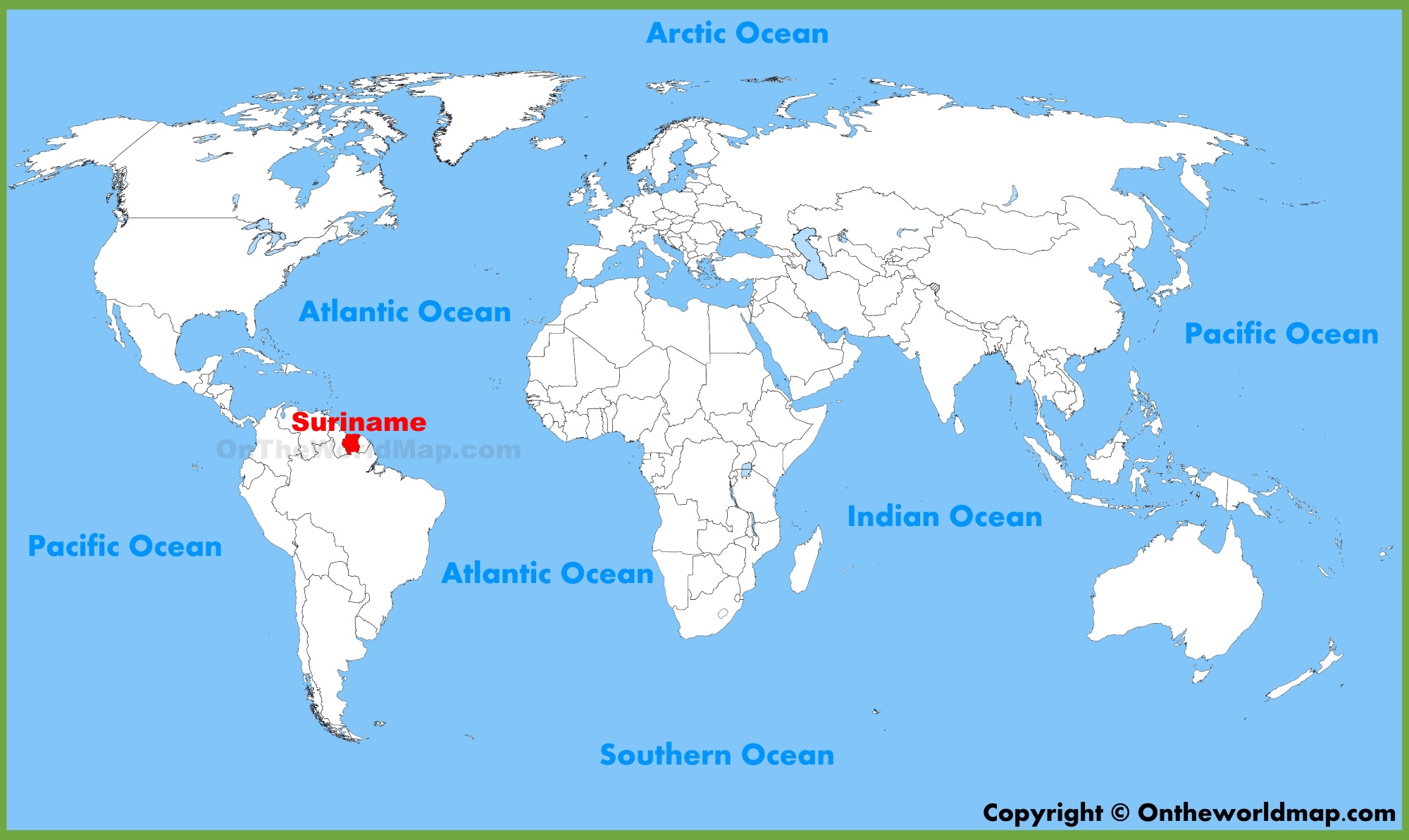 Suriname On World Map – Map Vector