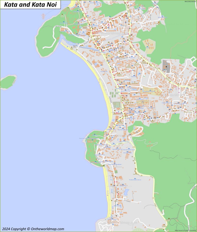 Map of Kata Beach - Phuket, Thailand - Ontheworldmap.com