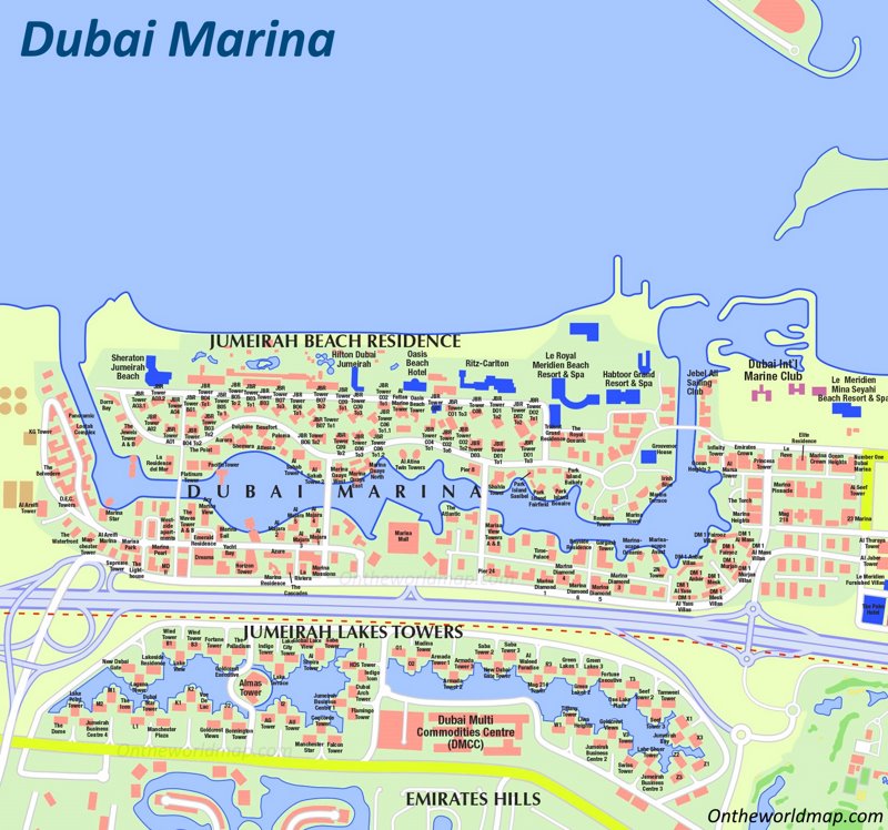 Dubai Marina Map - Ontheworldmap.com