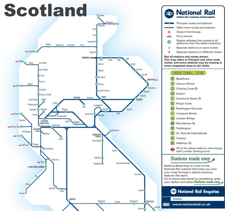 Scotland rail map - Ontheworldmap.com