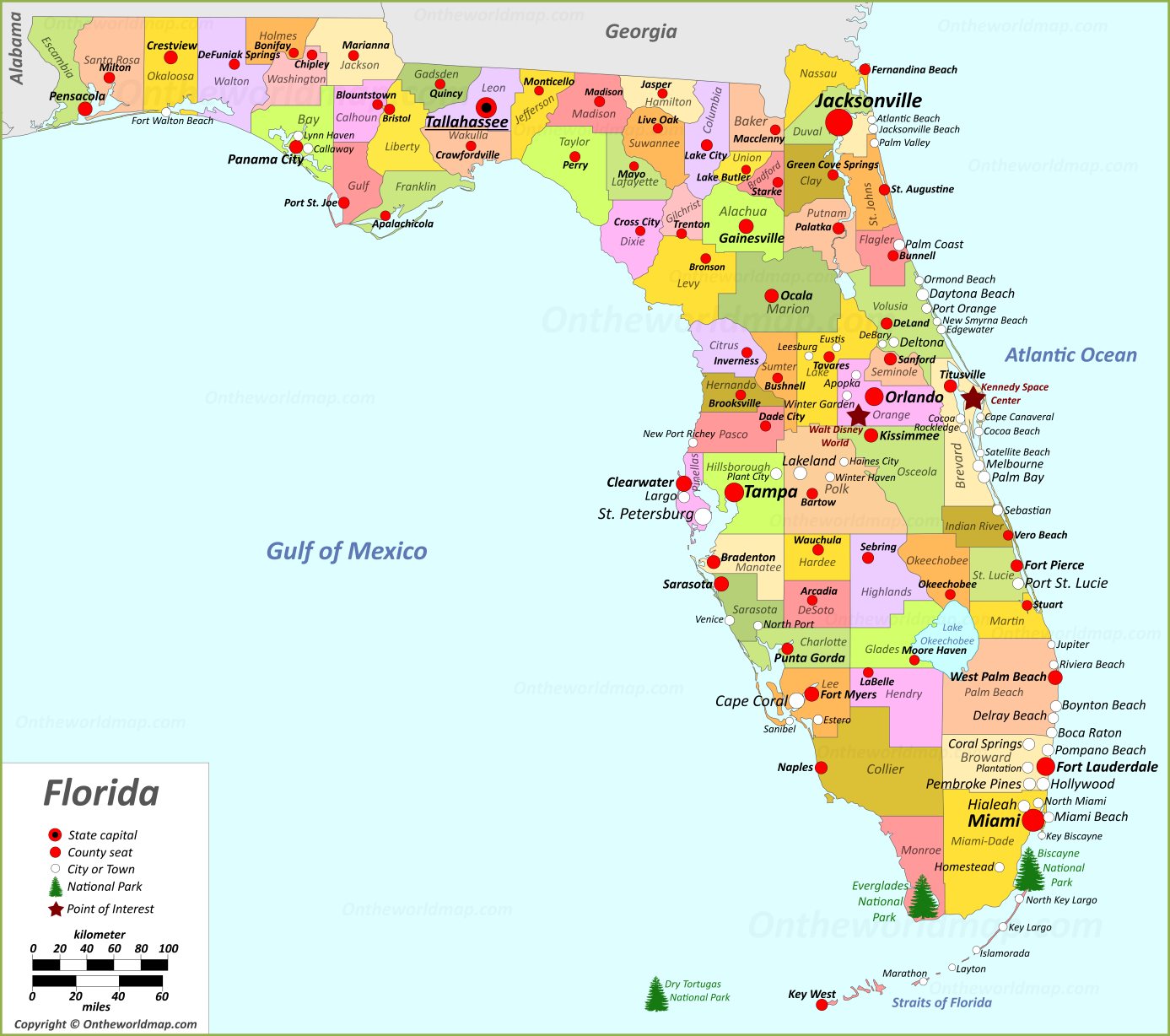 Printable County Map Of Florida