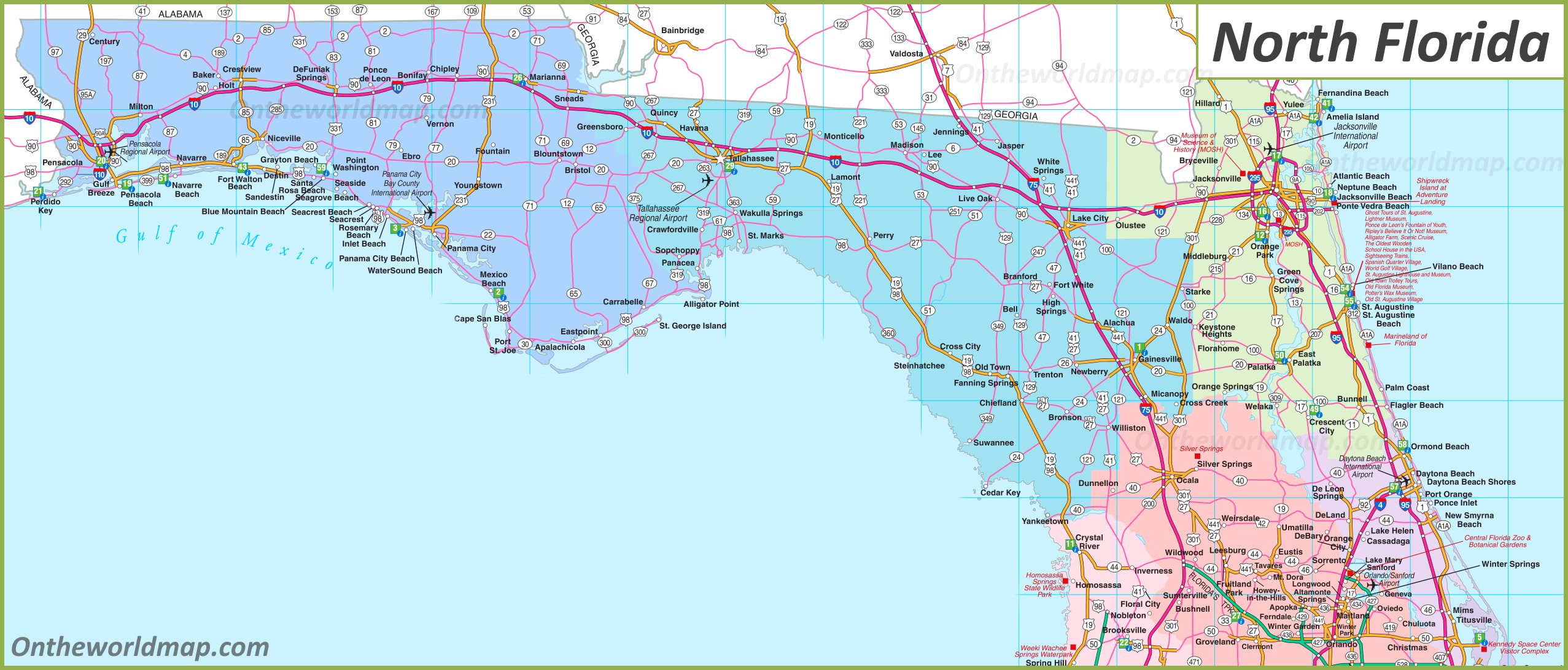 North Florida Map With Cities And Towns - Drusie Kimberlyn