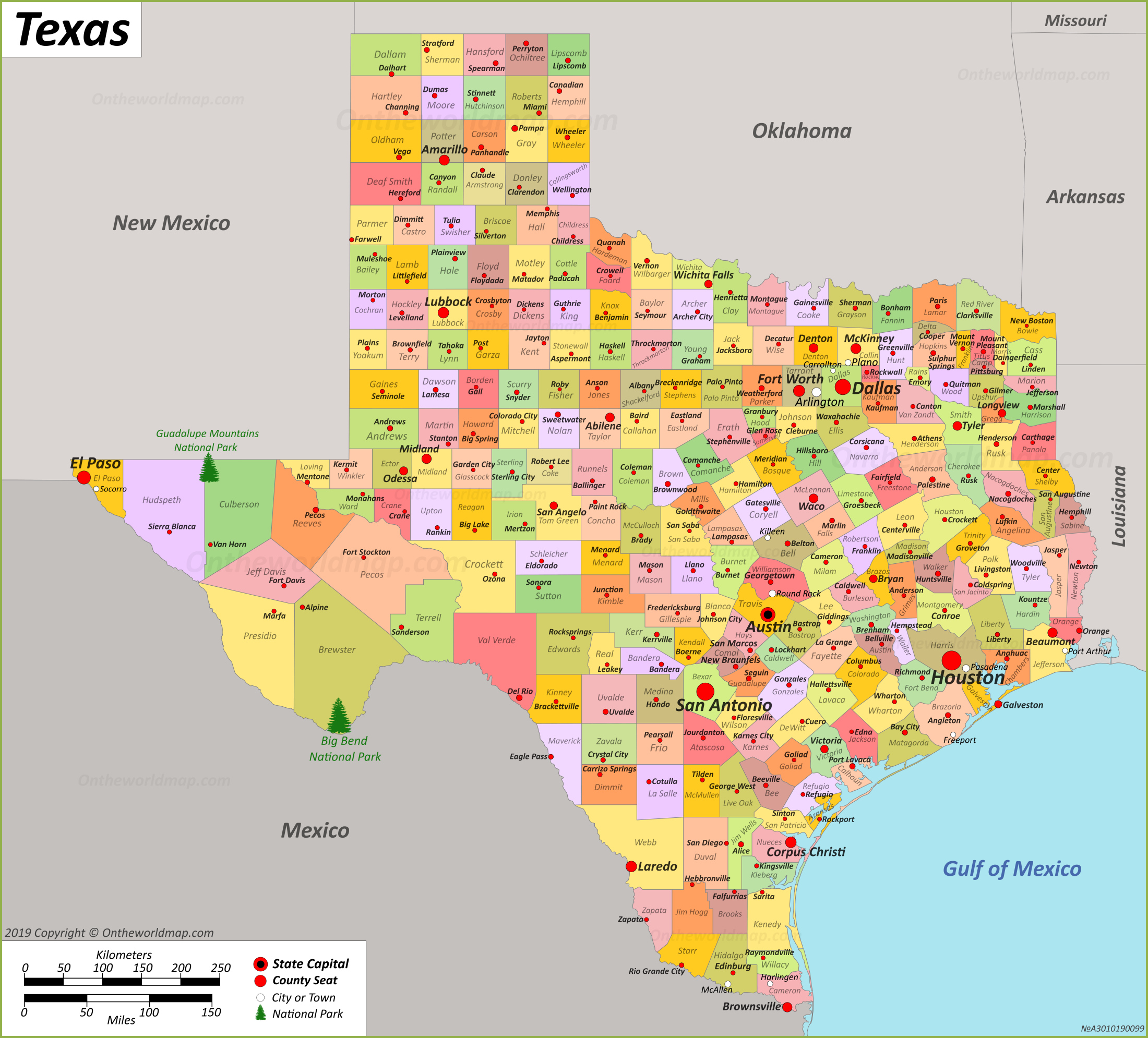 Texas State Map By County Cities And Towns Map - Bank2home.com