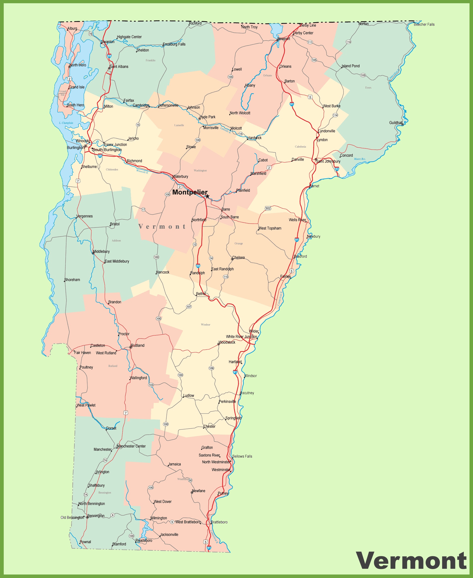 Map Of Vermont With Cities And Towns Island Maps | Sexiz Pix