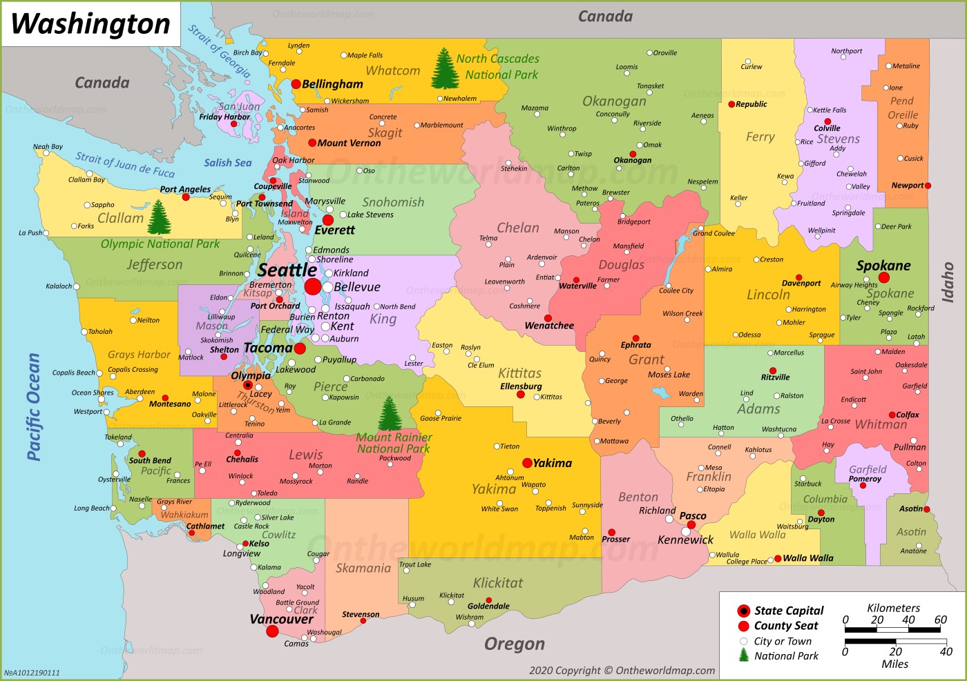 State Of Washington Map With Cities - Show Me The United States Of ...