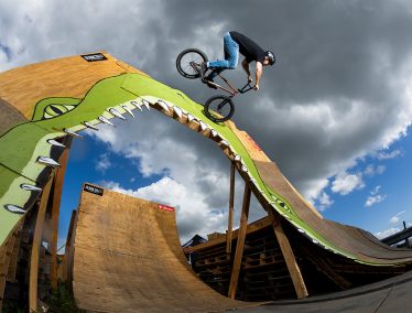 Brian Kachinsky rides a gator at the 2019 Florideah Swampfest, an off-the-beaten-path BMX festival.