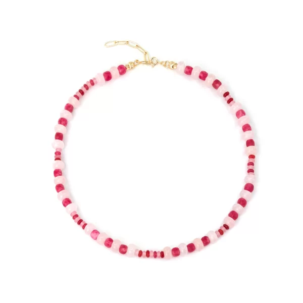 handmade white red bead everyday necklace for her