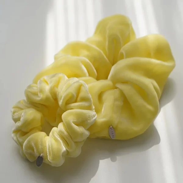 yellow silk velvet scrunchie