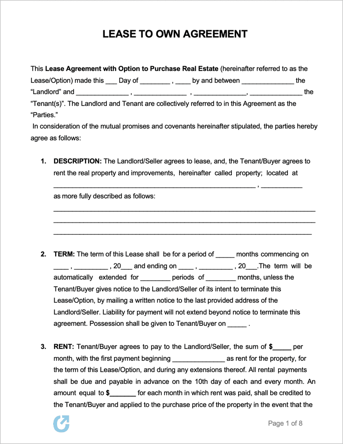 Free Printable Lease Purchase Agreement - FREE PRINTABLE TEMPLATES