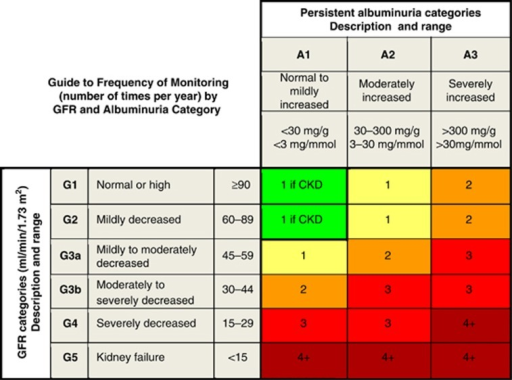 GFR and albuminuria grid to reflect the risk of progres | Open-i