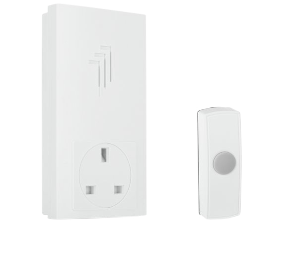 White 100m Battery Operated Through Wireless Doorbell Kit