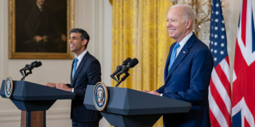 President Joe Biden participates in a joint press conference with United Kingdom Prime Minister Rishi Sunak, Thursday, June 8, 2023, in the East Room of the White House.