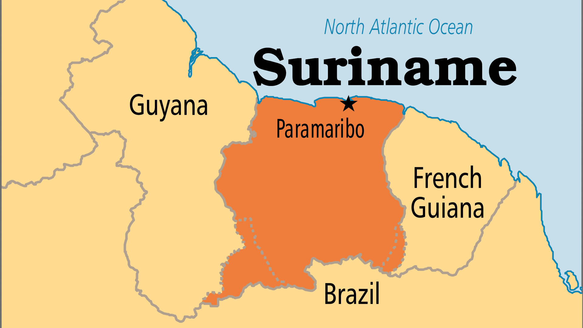 Suriname Location On World Map