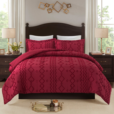 JML Jacquard Tufted Comforter Set King Bedspread Red