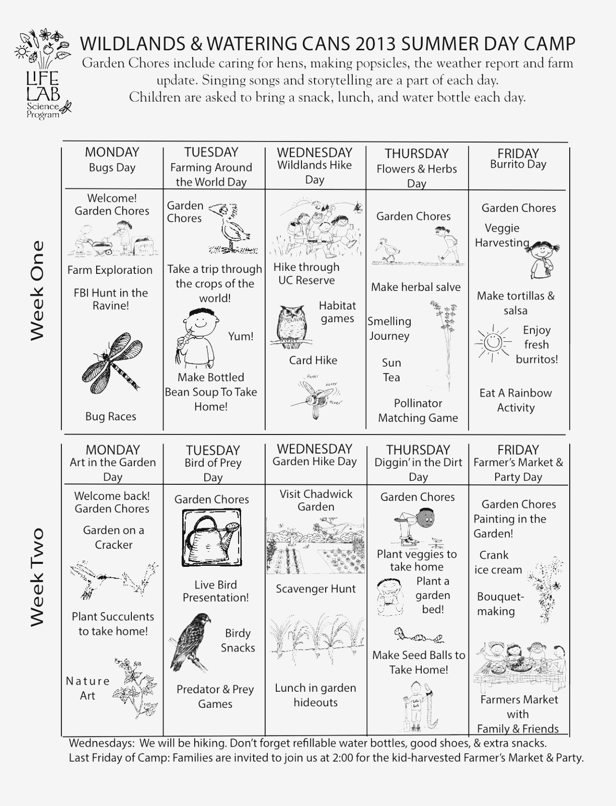 027 Plan Templates Monday Thru Friday Lesson Weekly Template-Summer Camp Schedule Template Editable