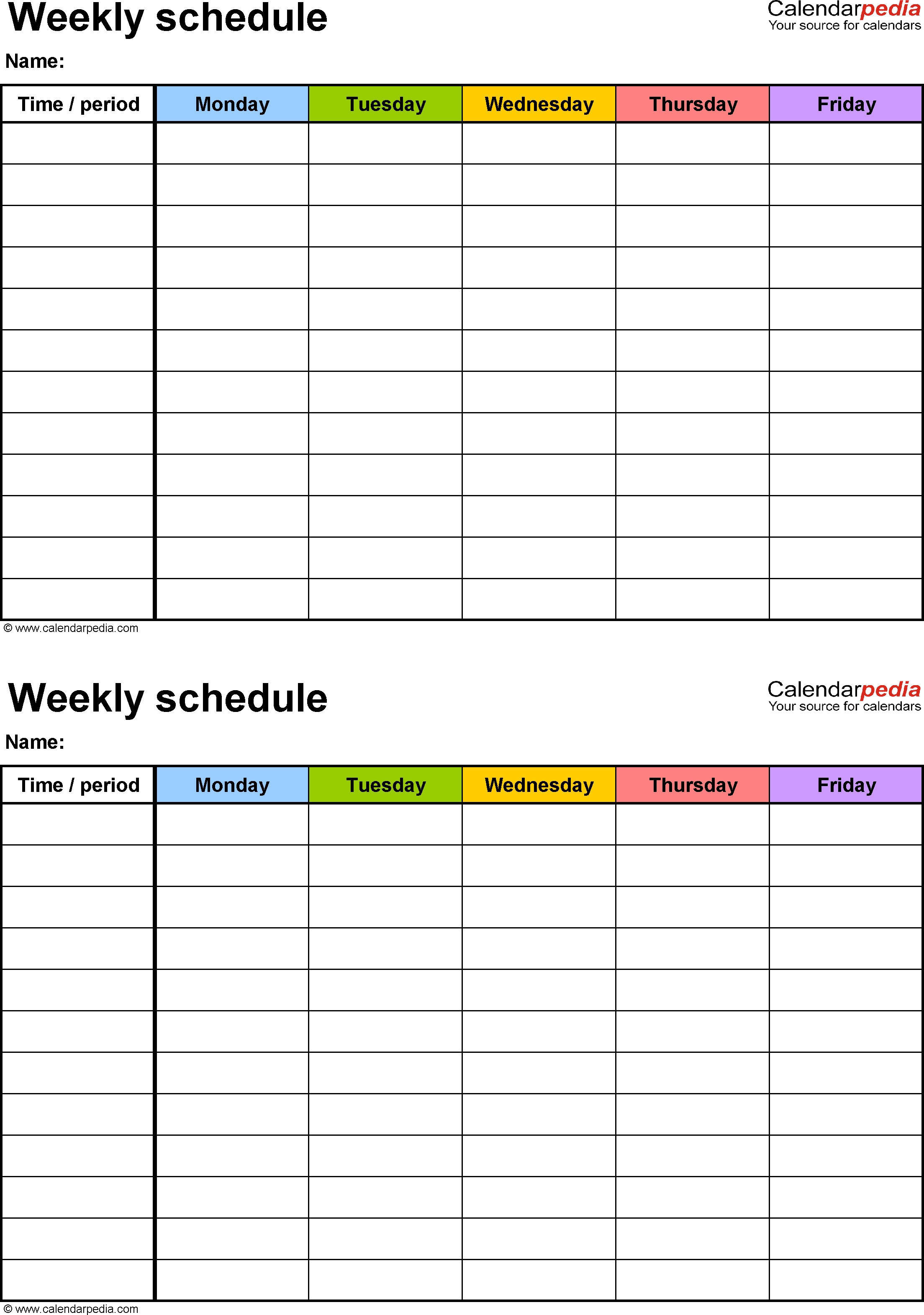 Free Weekly Schedule Templates For Word - 18 Templates-Summer Camp Schedule Template Editable