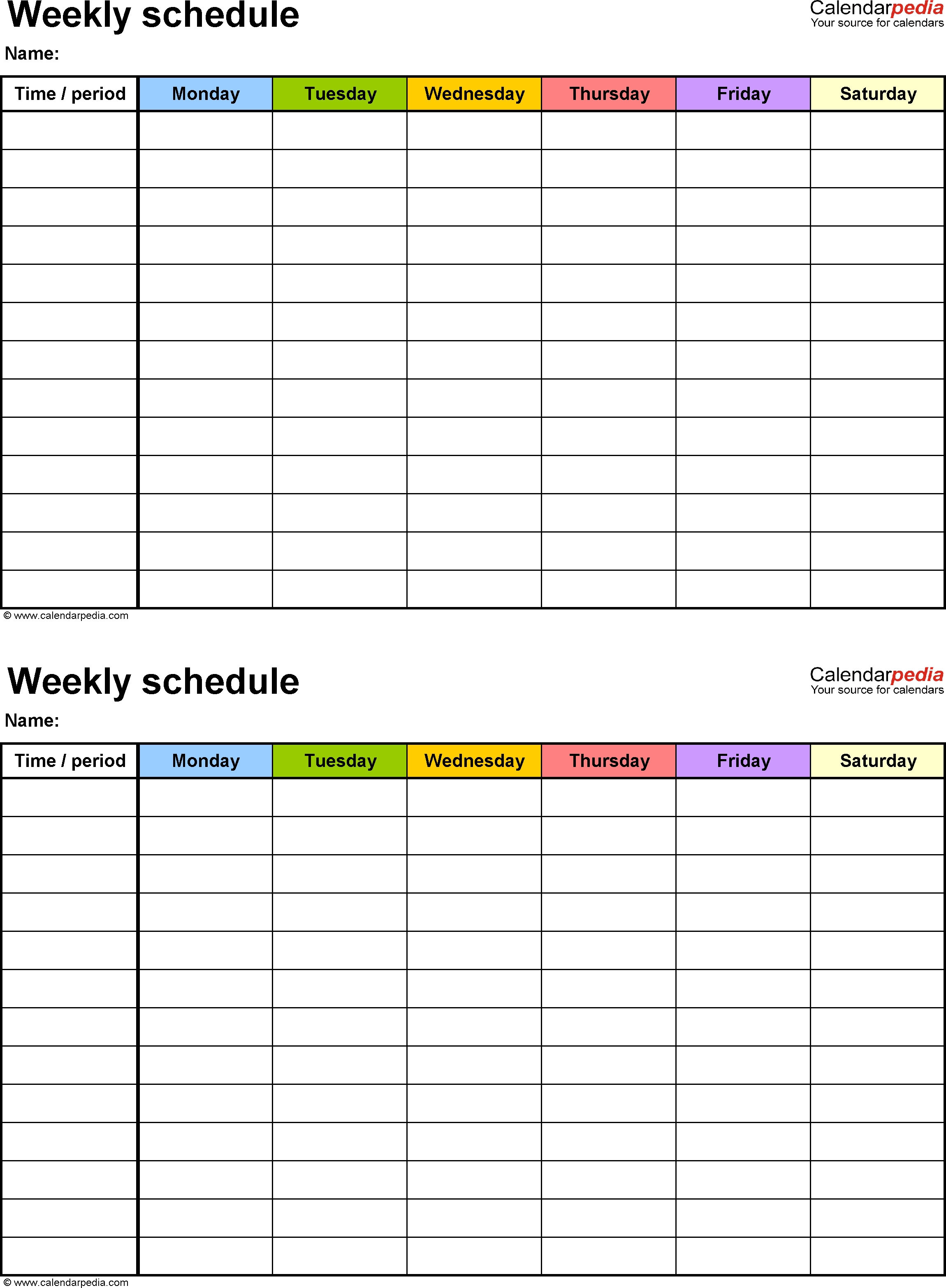 Free Weekly Schedule Templates For Word - 18 Templates-Summer Camp Schedule Template Editable