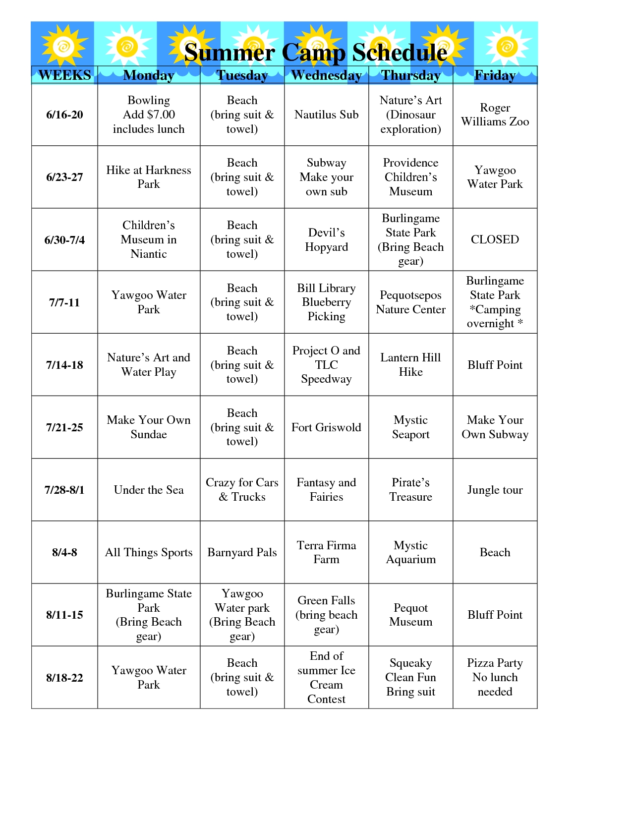 Summer Camp Schedule Template | Schedule | Summer Day Camp-Summer Camp Schedule Template Editable