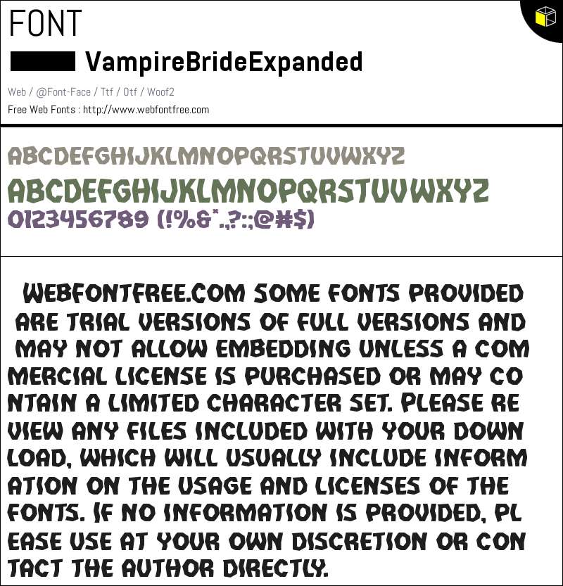 Vampire Bride Expanded Fonts Downloads - WebFontFree.Com