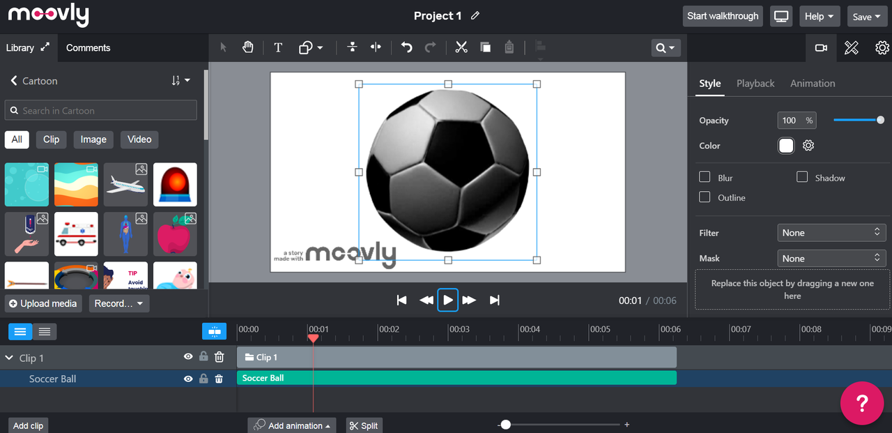 Moovly online animation maker interface