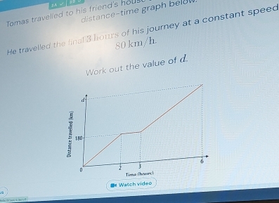 Solved: 3A √ as Tomas travelled to his friend's hous distance-time ...