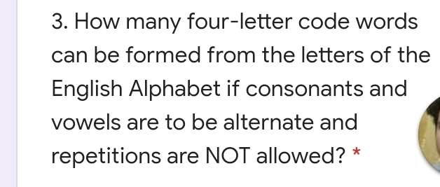 Solved: 3. How many four-letter code words can be formed from the ...