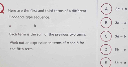 Solved: Here are the first and third terms of a different A 3a+b ...