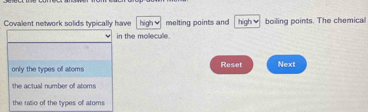 Solved: Covalent network solids typically have high melting points and ...