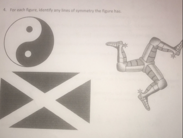 Solved: 4. For each figure, identify any lines of symmetry the figure ...