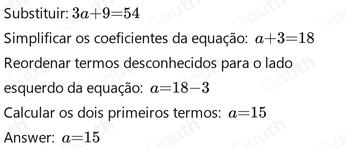 Solved: What is the value of a in the equation 3a+b=54 , when b=9 2 [Math]