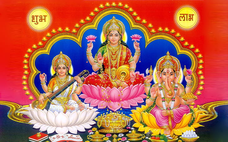 Masaüstü için Laxmi Ganesh Saraswati Fotoğraf Duvar Kağıdı 1920 × 1200, HD masaüstü duvar kağıdı