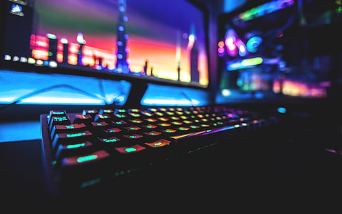 neon, teclados, computador, jogos para PC, coloridos, HD papel de parede HD wallpaper