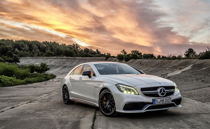 Mercedes-Benz CLS 63 AMG 2014, white Mercedes-Benz sedan, Cars, Mercedes Benz, HD wallpaper