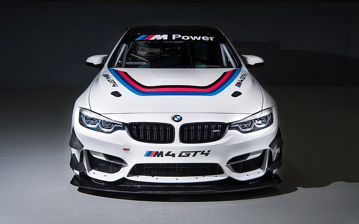 bmw m4 gt4, front view, tuning, cars, Vehicle, HD wallpaper