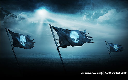 Bandeiras Alienware, Alienware, computador, jogos para PC, bandeira, Skrillex, HD papel de parede HD wallpaper