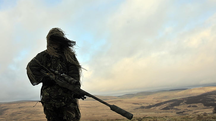 Ghillie Suit, military, Snipers, soldier, HD wallpaper