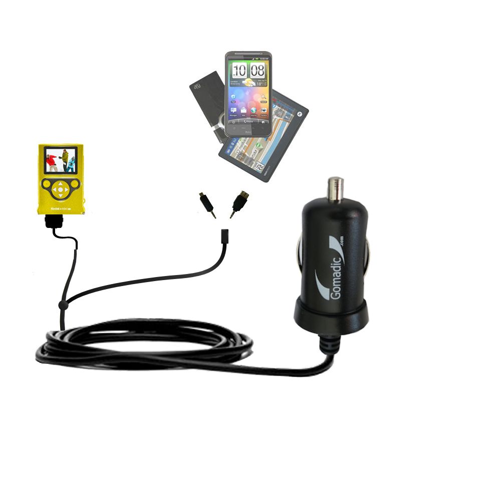 mini Double Car Charger with tips including compatible with the Kodak Mini Video Camera