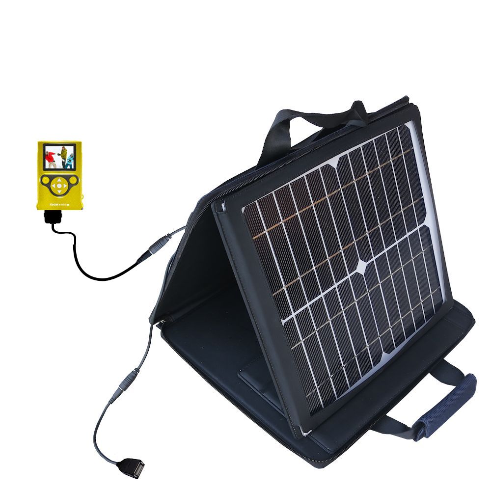 SunVolt Solar Charger compatible with the Kodak Mini Video Camera and one other device - charge from sun at wall outlet-like speed