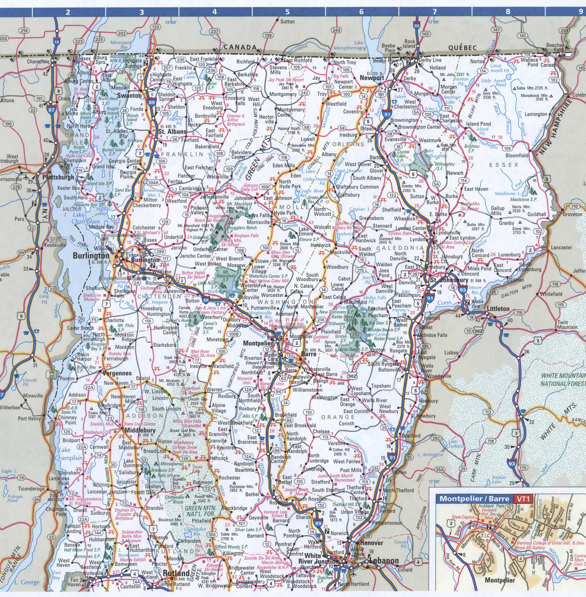 Large Detailed Roads And Highways Map Of Vermont State With National Images