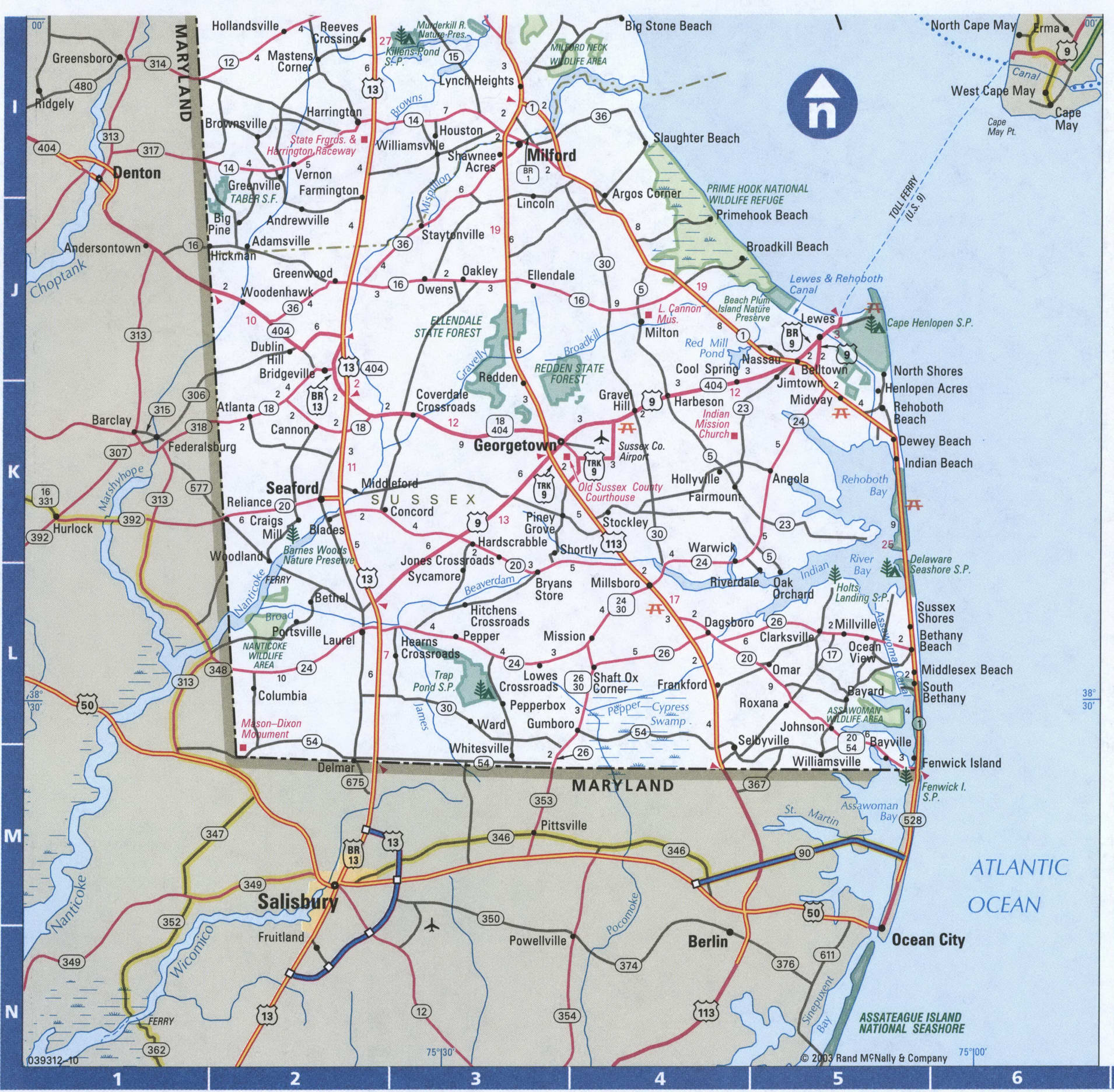 Map of Delaware,Free highway road map DE with cities towns counties