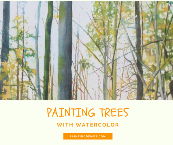 Painting trees with watercolor by Sandrine Pelissier on ARTiful, painting demos