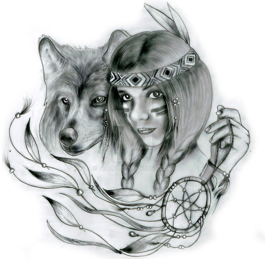 Native American Wolf Drawing at PaintingValley.com | Explore collection ...