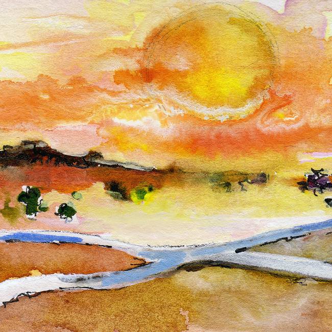 Sun Watercolor Painting at PaintingValley.com | Explore collection of ...