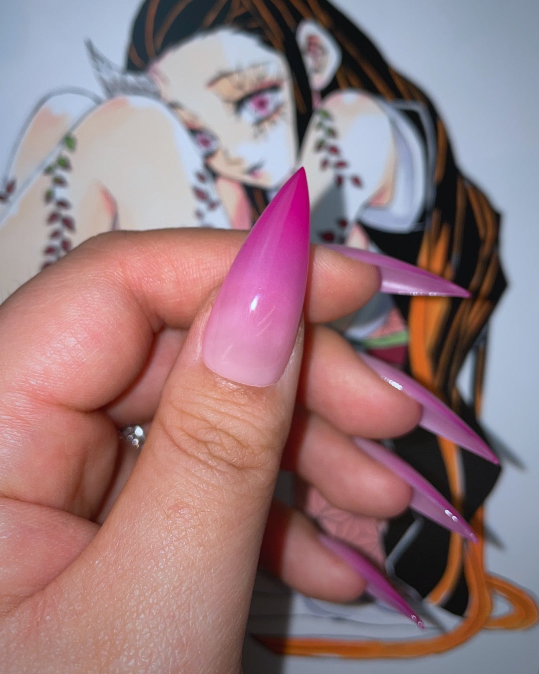 Nails Anime Press on Nails Anime Green Cute False Nails Demon Slayer Nezuko   eBay