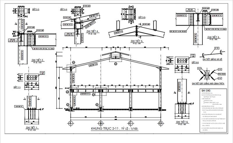 Bản vẽ kết cấu mái tôn dốc