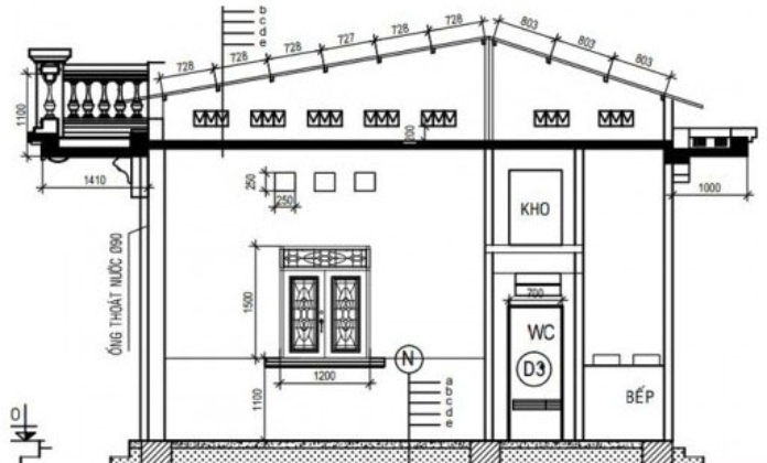 Bản vẽ thiết kế mái tôn nhà cấp 4